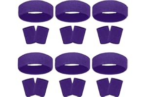 ULTRAFUN 18 Pcs Sweatbands Headband Wristband Set Colorful Striped Terry Cloth Sports Athletic Gym 80s Sweat Headbands