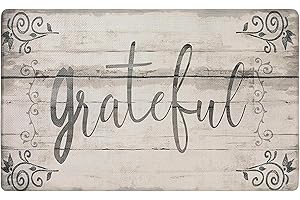 SoHome Cozy Living Anti-Fatigue Kitchen Mat For Floor, Grateful Farmhouse Rustic Wood Themed Cushioned Kitchen Runner Rug Mat, Stain Resistant, Easy Wipe Clean, 1/2 Inch Thick, 18" x 30", Beige