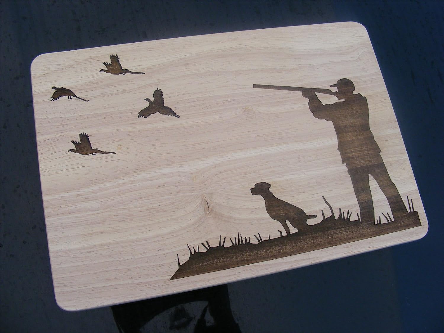 Hunting Grouse Shooting Country Shotgun Gift Present Wooden Chopping Cutting Cheese Board (Premium Hardwood 35x24x1.5 cm) - Image 3