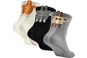 Belloxis Cute Cats Socks with Balls 3D Women's Cat Socks Novelty Cotton Funny Animal Crew Cat Balls Sock for Girls Women Cats