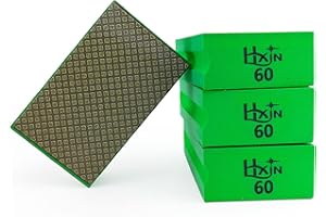 HXIN Diamond Hand Polishing Pad Diamond Sanding Block Foam Backed Diamond Sponge Sanding Pads for Wet or Dry Grinding polishing for Granite Marble Stone Tile Glass Ceramic (4, 60# Square)