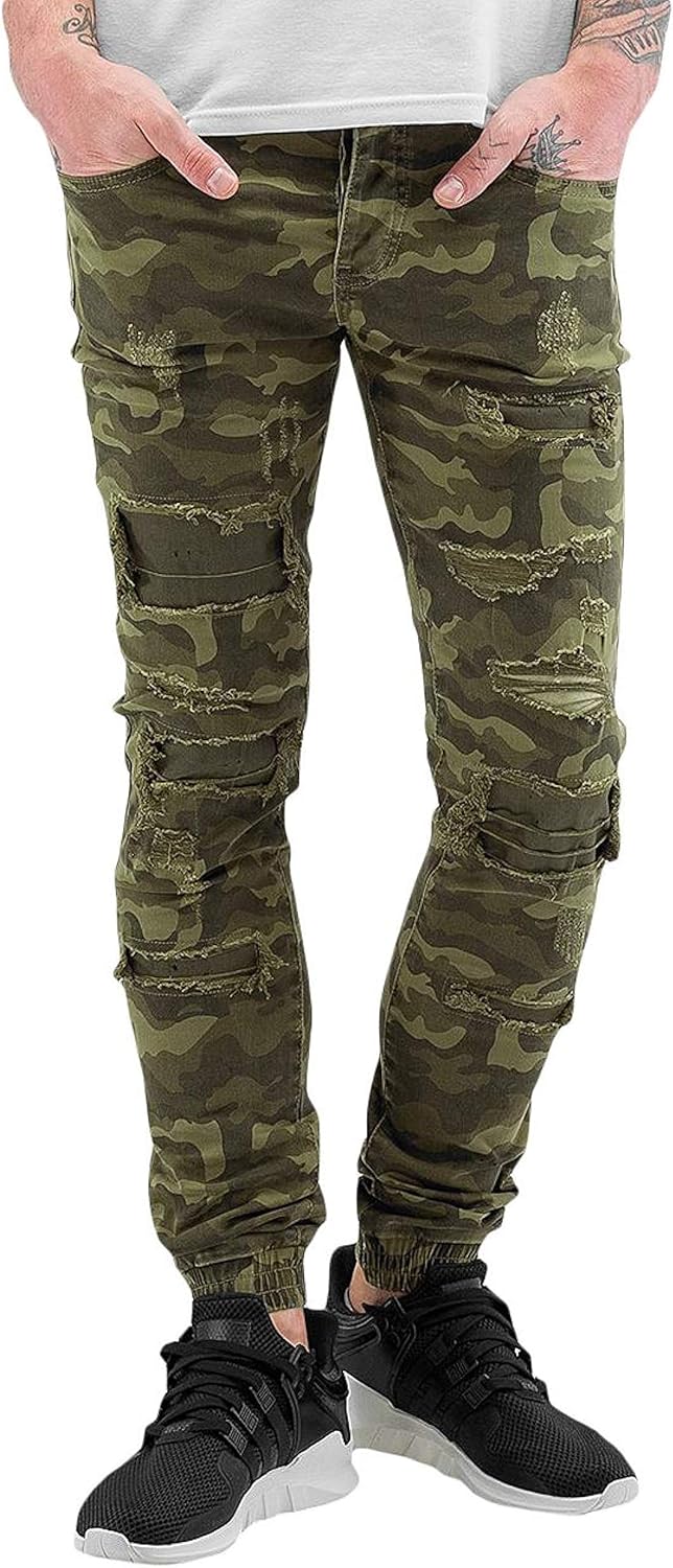 Sixth June Herren Skinny Jeans Destroyed Camou Camouflage W 36 Amazon