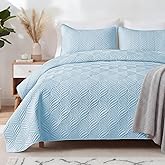 Whale Flotilla Extra Soft Full Queen Quilt Bedding Set, Lightweight Light Blue Bedspreads Quilts Queen Size with Modern Pattern, Reversible 3-Piece Coverlet with 2 Pillow Shames for All Seasons