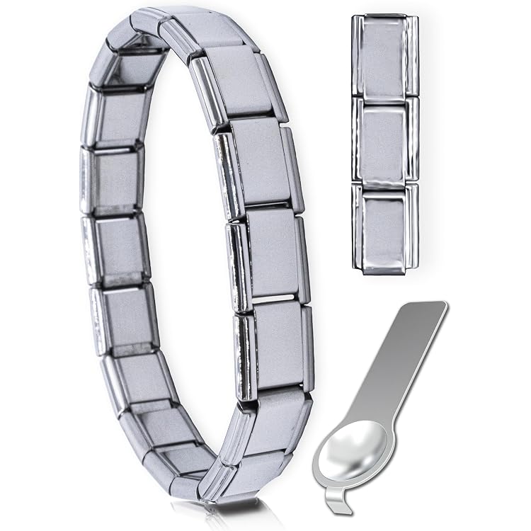Dolceoro Satin Italian Modular Charm Bracelet, Stainless Steel 19 Std Link Size Sb 002
