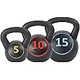 US Weight Plastic Kettlebell Set - 5, 10, and 15 Pound Kettlebells