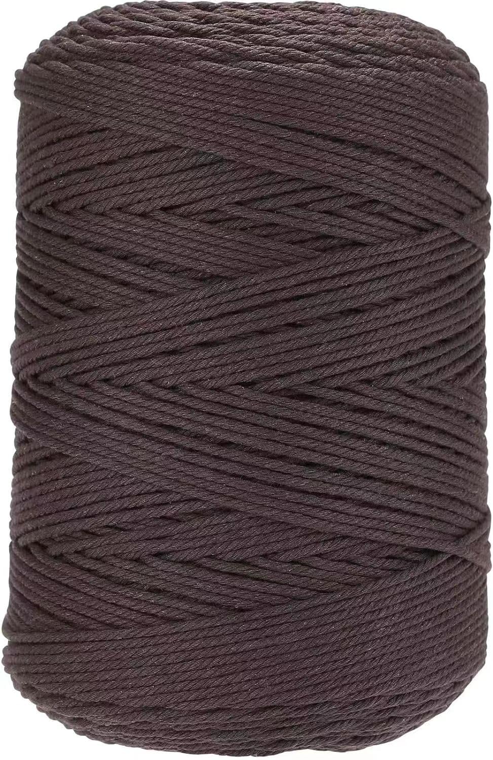 GOHOF Macrame Cord 3mm x 450m Premium Cotton Macrame Rope, 4 Strand Twisted Soft Cotton Cord, One of The Most Perfect Materials for Macrame Art, Cotton String Without Chemicals(Dark Brown) — image 1