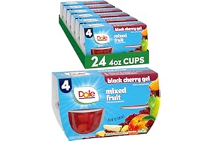 Dole Fruit Bowls Mixed Fruit in Black Cherry Flavored Gel, Back To School, Gluten Free Healthy Snack, 4.3 oz, 24 Total Cups