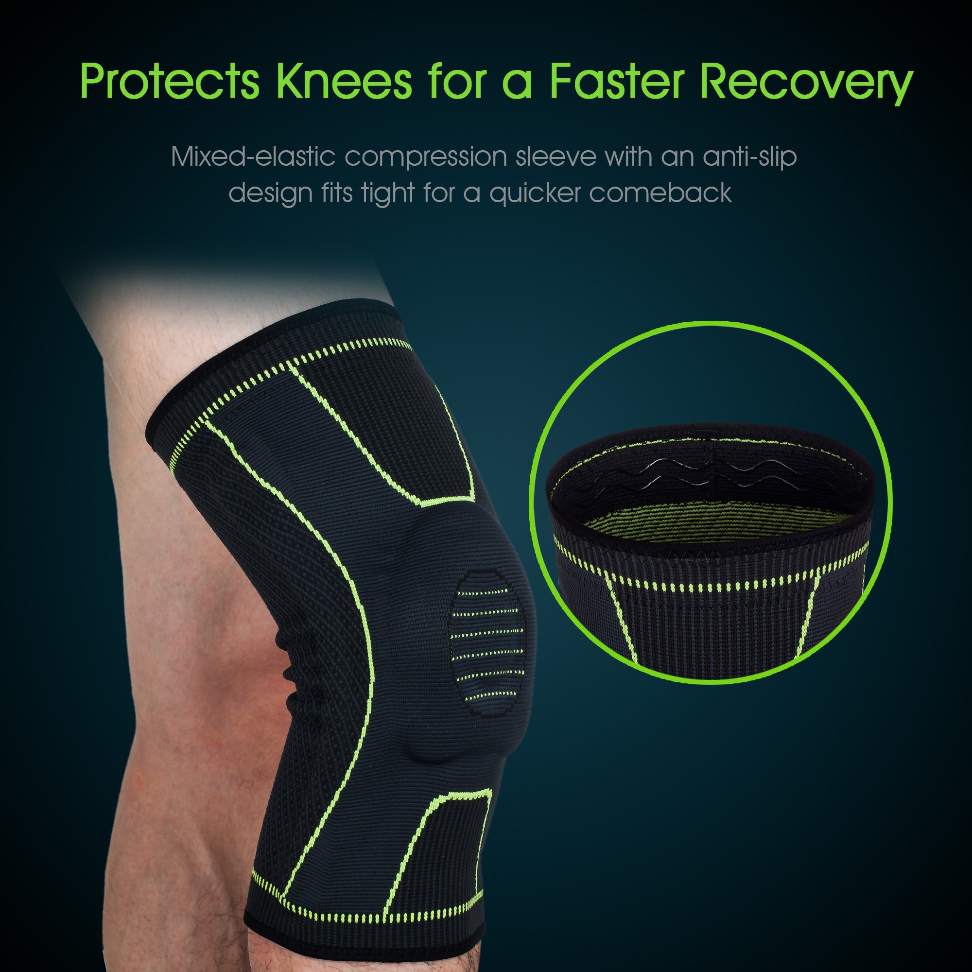 Knee Brace Elbow Protector Set Support Professional Sleeve Pads Wrap L/XL Targeted Support for Pain Relief and Stabilization of The Knee Provides Relief of Weak Swollen and Injured