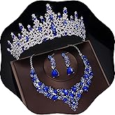 Kamirola Tiaras and Crowns for Women,Tiaras Earrings Necklace, Crystal Bridal Jewelry Set(TR83