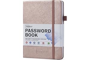 YHCFLY Password Book with Alphabetical tabs, Hardcover Internet Address & Password Organizer Logbook, Medium Size Password Keeper Notebook Journal for Home Office (Rose Gold)