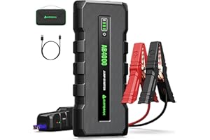 AMPBANK Jump Starter, 4000A Battery Jumper Starter Portable, 12V Car Battery Jump Starter for Up to 10L Gas/8L Diesel Engines, Jump Pack with Jumper Cables and EVA Protection Case (AB4000)