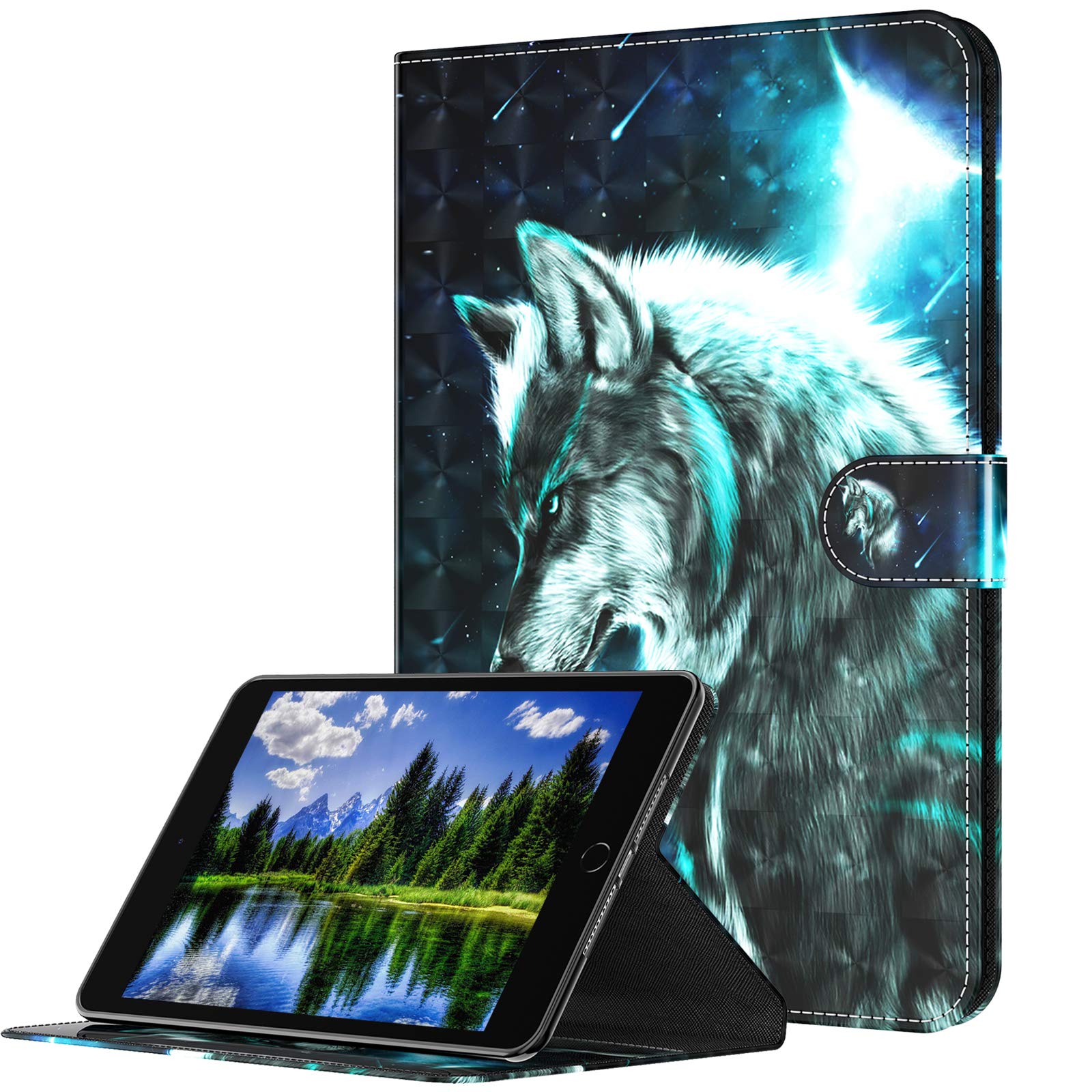 GLANDOTU Case for Samsung Galaxy Tab S7 11 inch (SM-T870/SM-T875), Flip PU Leather Tablet Case with Magnetic Button for Samsung Galaxy Tab S8 (SM-X700/SM-X706) Phone Cases 【Wolf】