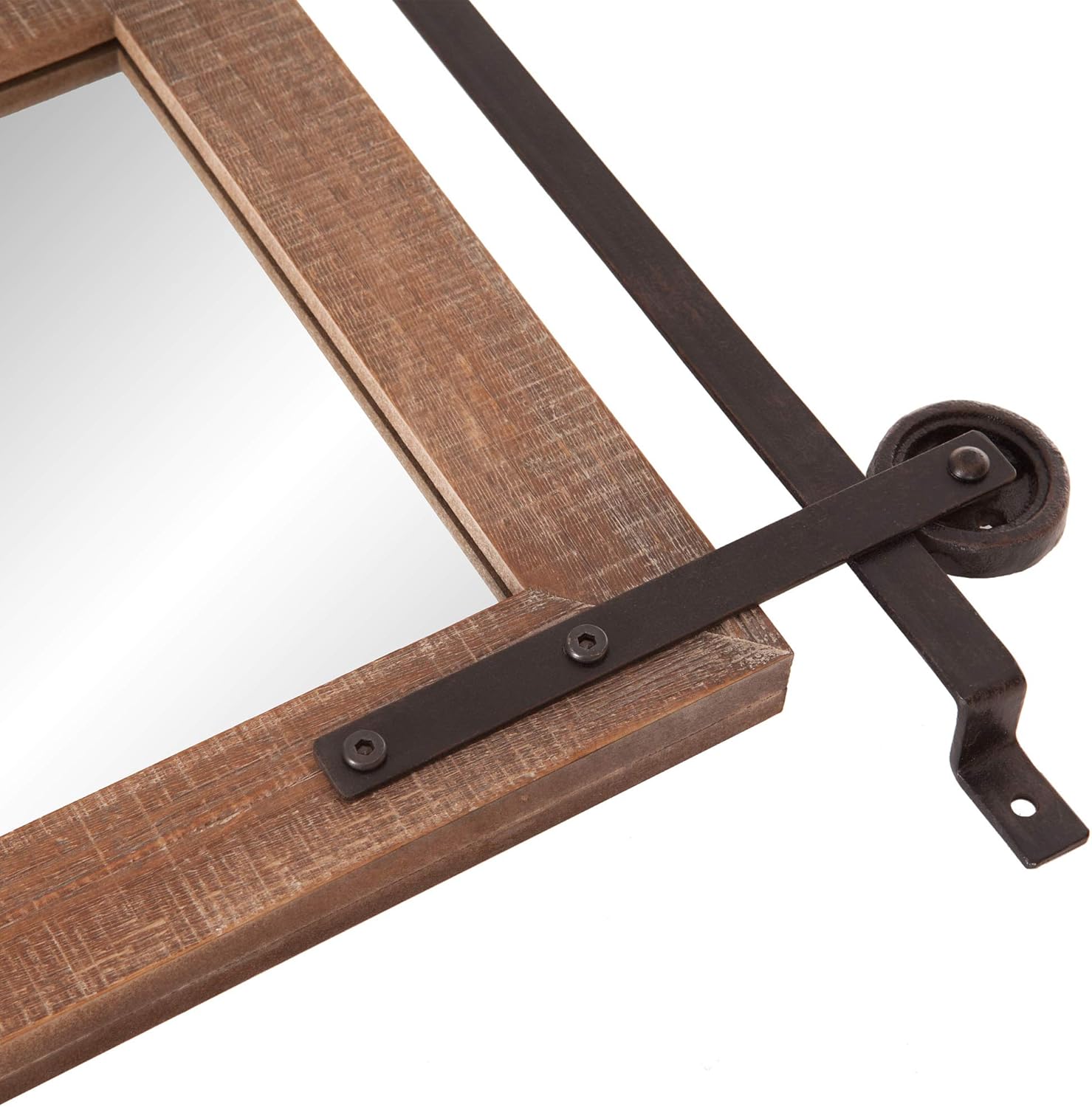 Patton Wall Decor 30x36 Sliding Barn Door Wood Window Wall Mounted Mirrors, Brown: Home & Kitchen