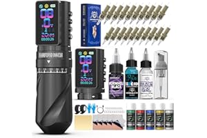 Wormhole Tattoo Gun Kit Wireless Tattoo Machine Kit – 7 Adjustable Stroke, Dual 2300mAh Batteries, Smart Display with Timing Function, 3 Modes (Normal/Jump-Start/Dot Work), for Lining & Shading