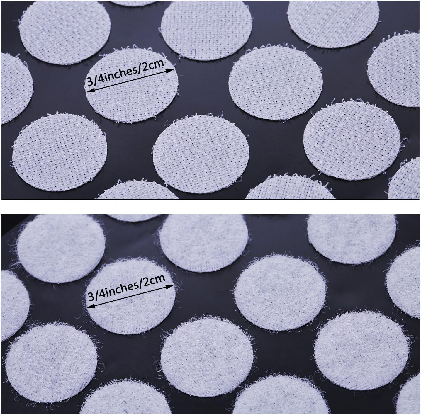 200 Pieces 2 cm Diameter Self-Adhesive Hook and Loop Round Sticky Dots (White), 2 cm / 3/4 inch - Image 5