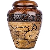 Cremation Urn for Human Ashes Adult Male or Female, Wooden Urn, Hand Carved Memorial, Large Adult Urn, Burial Urn, Wood Turned Casket for Men Women, Funeral Urn for Ashes (Keepsake 15 Cu/in)
