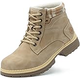 ANJOUFEMME Womens Hiking Snow Winter Boots - Outdoor Waterproof Lightweight Ankle Boots for Women Work Backpacking Boots FNW110-FNW08-BEIGE-6