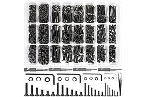 K Kwokker 1700Pcs Screws Assortment Hex Socket Flat Head 24 Size M2 M3 M4 M5 Black Screws, Nuts and Bolts, 10.9 Alloy Steel 8MM to 25MM Metric Bolt Assortment Machine Screws, 8/10/12/16/20/25mm