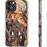 MERRO for iPhone 16 Pro Case - Wireless Charging Compatible - Dual-Layer Hard Shell & Silicone Cover - Protective Phone Case with Cute Wildflower Designs for Women - Mystic Moonlit Manor