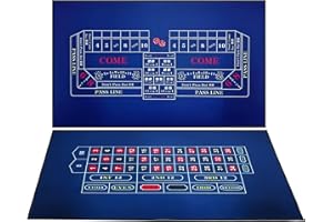 BALIKEN WaLiken “36x18” Double Sided Casino Roulette and Craps Tabletop Felt Layout Mat - Perfect for Casino Game Night (Blue)
