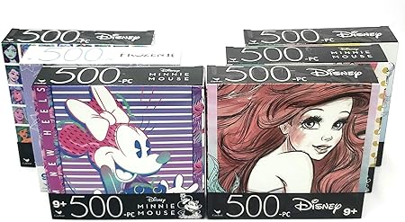 Amazon Cardinal 500ピース ディズニー パズルパック 6種類のパズルセット ディズニーのミニーマウスとディズニープリンセスの キャラクター アリエル シンデレラ ベル スノーホワイト ジグソーパズル おもちゃ