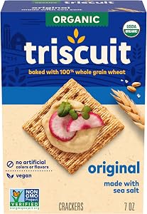 Triscuit Organic Original Whole Grain Wheat Crackers, Vegan Snacks, 7 oz | Organic Crackers, Lunch Snacks, 100% Whole Grain W