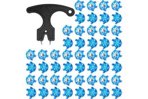 51 Pcs Golf Shoe Spikes Replacements Set Includes 50 Cleats, 1 Black Cleats Spanner & Metal Thread Screw 6 mm Dia Spike Tool,