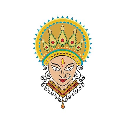 DECOR Kafe Home Decor Maa Durga Multicolor Wall Sticker, Wall Sticker for Bedroom, Wall Art, Wall Poster (PVC Vinyl, 38 X 60 cm)