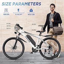 Funhang Electric Bike for Adults, 26'' 1000W Peak