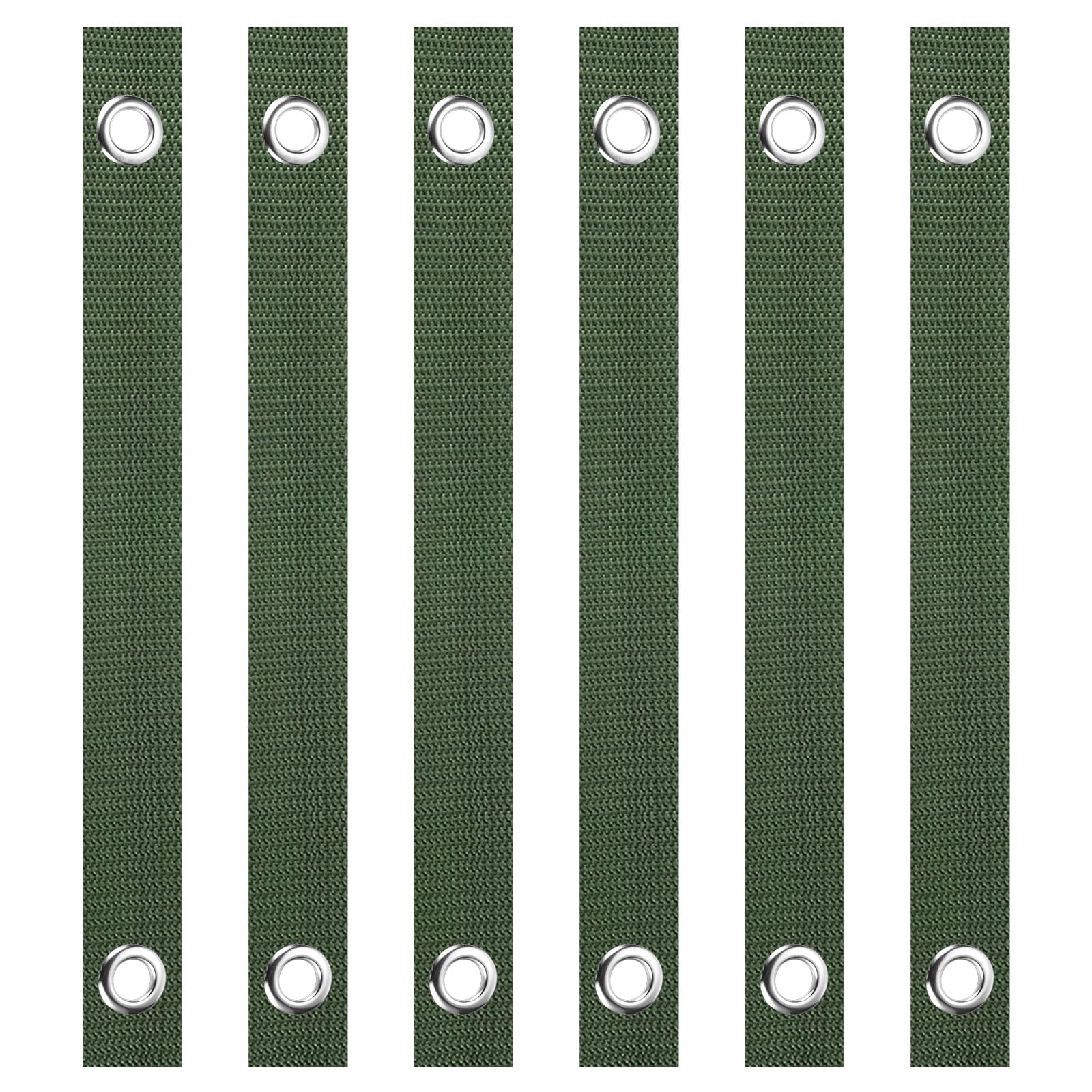 PATIKIL 16 Inch Tree Straps for Staking, 6 Pack Tree Support Stakes, Tree Straightening Ties with Grommets for Newly Planted Straight, Olive Green