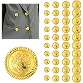 40 Pcs Golden Buttons for Blazer Sewing Buttons Gold Button Set, Vintage Decorative Shank Button for Dress Coat Jacket Jeans Uniform Suits Craft (15/18/21/25mm)