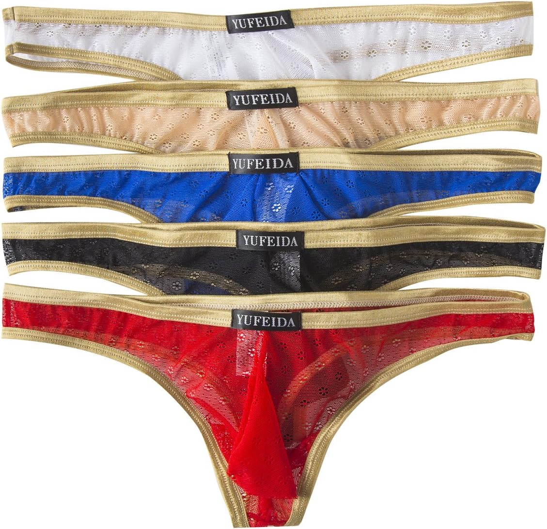 Men's Lingerie Thong Underwear Sexy Soft String Bikini Underpants Pack