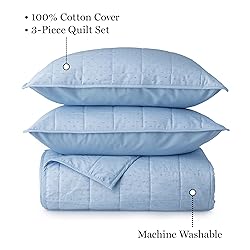 MARTHA STEWART Brynn Soft Blue Queen Quilt Set - 3