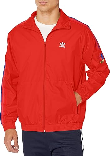 adidas originals adicolor three stripe track jacket in red