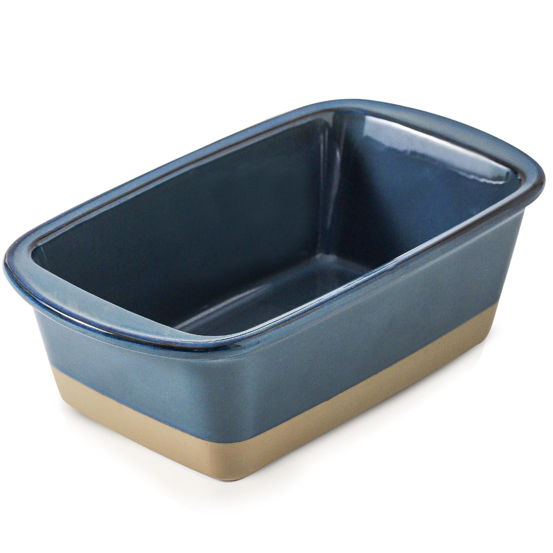 Photo 1 of HVH Ceramic Loaf Pan for Baking Bread, 9 x 5 inch Baking Bread Loaf Pan, Rectangular Bread Pan, Bread Baking Pan for Cooking, Farmhouse Style (Blue)