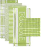 DII Foodie Kitchen Dish Towels & Dish Cloths Set Lime Green Ultra Absorbent 5pc view 2