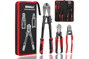 SHALL 3-Piece Bolt Cutters, 14" Heavy Duty & 8" Mini, 8" Wire Rope Cutter, Ergonomic Handle, More Efficient Leverage for Cutt