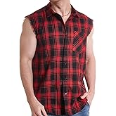 Sleeveless Plaid Front Shirt for Men,Cowboy Button Down Shirts