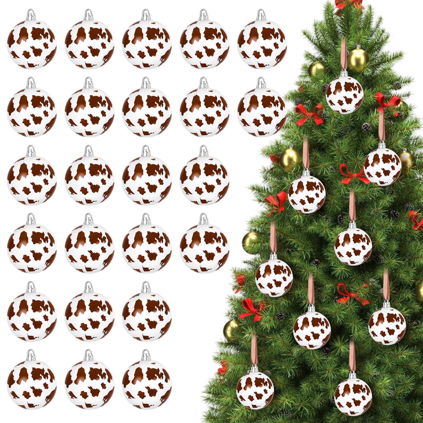 Photo 1 of ****Factory seal****

24 Pcs Christmas Cow Print Ball Ornaments 2.4 Inch Plastic Western Cow Ornaments Country Western Party Decorations Rustic Holiday Xmas Baubles for Home Xmas Tree Party Hanging Decoration