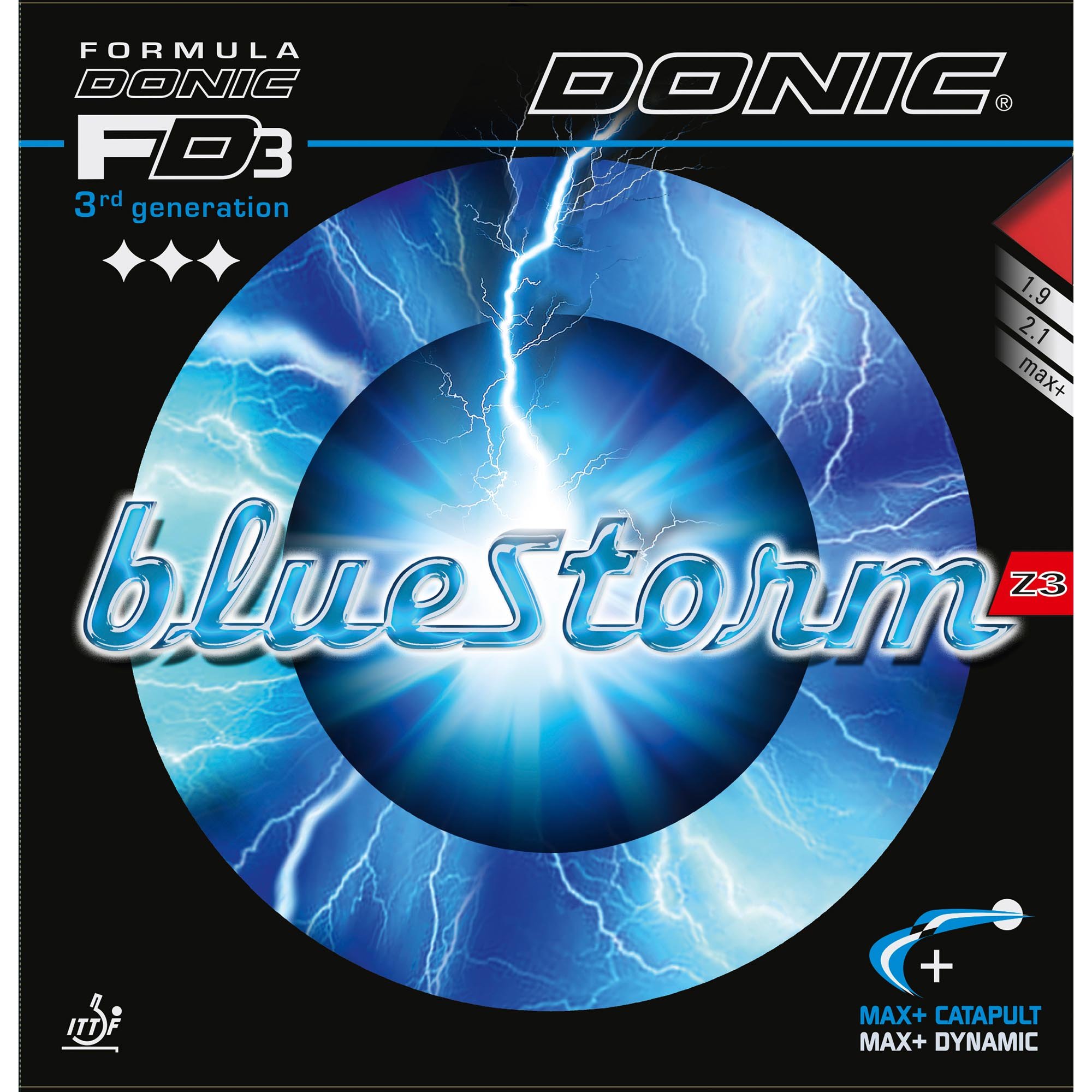 Donic Belag Bluestorm Z3, options 2,3 mm, black