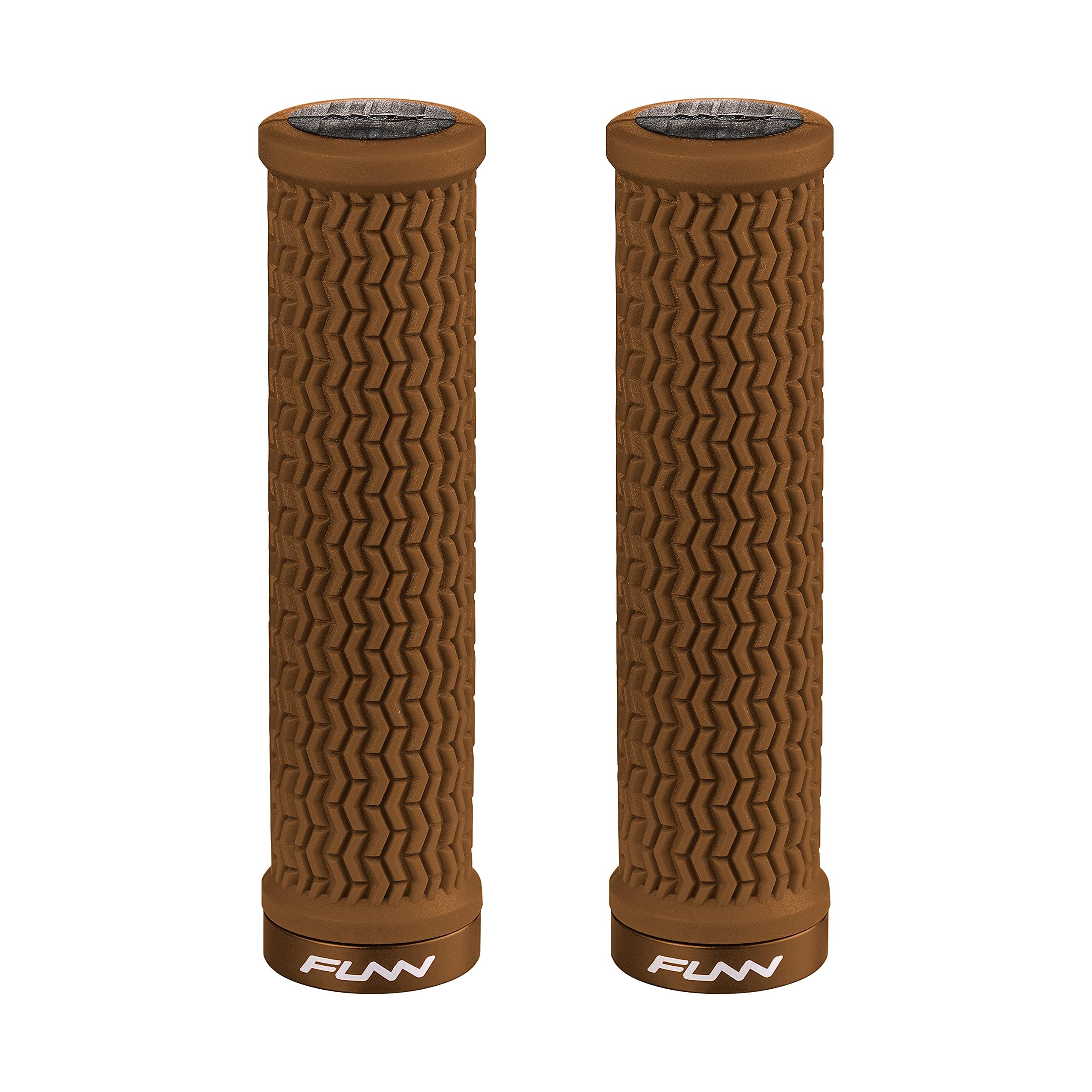 Funn Holeshot Mountain Bike Grips With Single Lock On Clamp, Lightweight And Ergonomic Bike Handle Grips With 22 mm Inner Diameter, Hardened End Bicycle Handlebar Grips For MTB/BMX (Brown)