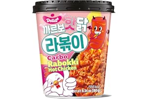 DELIEF Rabokki Hot Chicken CARBO Flavor 180g/6.34oz - Pack of 1, Korean Street food, ramen noodle and Tteokbokki rice cake combined in 1 - Quick and Easy meal