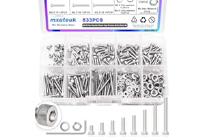 mxuteuk 480Pcs M2.5 Screw Set,M2.5 x 4/6/8/10/12/16/20/25mm Hex Socket Head Cap Screws Bolts Nuts Kit,304 Stainless Steel Ass