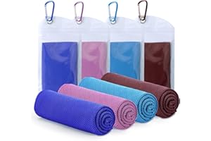 SZELAM 4 Pack Cooling Towel - Ice Towel for Hot Weather, Workout, Sports, Yoga, Cooling Towel for Athletes, Cool Rags for Neck, Soft Breathable Chilly Towel, Gym Towels for Sweat
