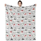 Jekeno Christmas Flannel Throw Blanket with Snowflake Pattern Winter Plush Fuzzy Warm Blanket for Couch Bed(50x60 Inch)