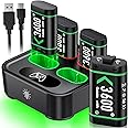 Upgraded Fast Charging Rechargeable Battery Packs for Xbox, 4 x 3600mWh Xbox Controller Batteries with Charger Dock & Light Control for Xbox Series X|S, One S/X/Elite Controllers, Console Accessory
