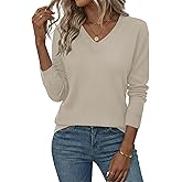 LaGracia Womens Wool Blend V Neck Long Sleeve Spring Sweaters Business Casual Shirts 2026