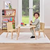 Liberty House Toys Kids Pinewood Table and 2 Chairs Set Natural Wood