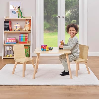 Liberty House Toys Kids Pinewood Table and 2 Chairs Set Natural Wood