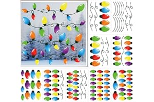 Cinrobiye 9 Sheets Christmas Bulb Light Window Clings Winter Christmas Car Refrigerator Decorations Stickers Door Window Seasons Decals for Holiday Xmas Christmas Home Kitchen Living Room (Bulb Light)